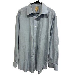 Ike Behar Neiman Marcus Mens Light Blue Dress Shirt 17.5 Large 100% Cotton